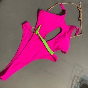 Hot pink one piece swimsuit